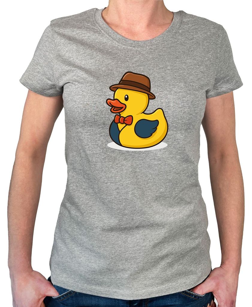 Huuraa Damen T-Shirt Quietscheente Verkauf Comic Gummiente S Sport Grey Bio Baumwolle Fairtrade Damenshirt Geschenkidee