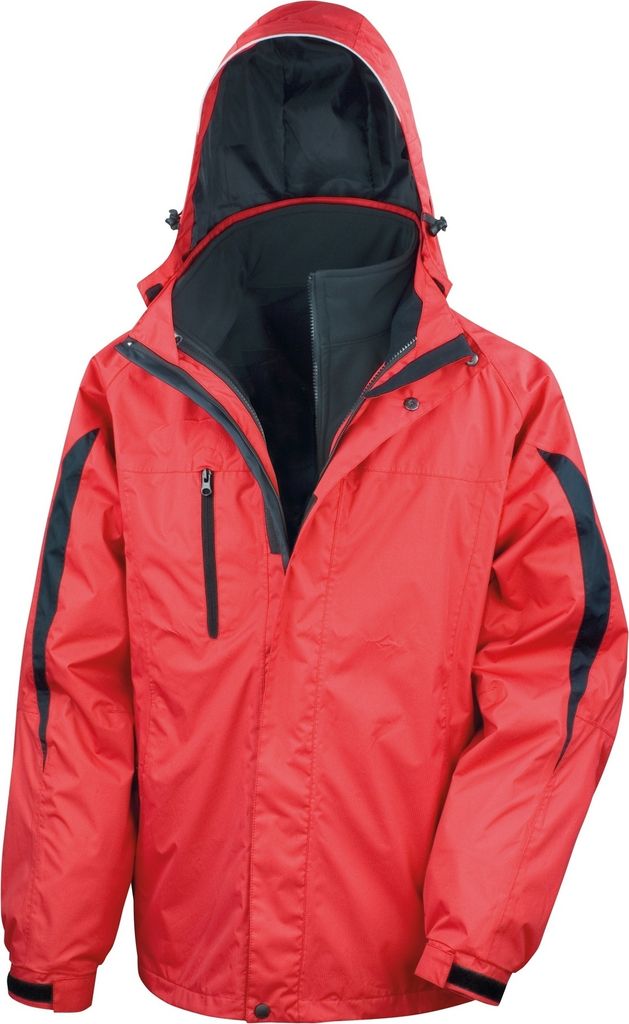 Result Journey Herren 3in1 Softshell Jacke mit Kapuze, Wasserfest RW3694 (M) (Rot/Schwarz)