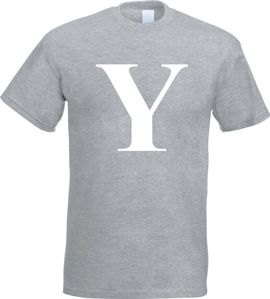 Kiwistar - T-Shirt - Graumeliert - Buchstabe Y - Alphabet Motiv Bedruckt Funshirt Design Print - mit Motiv Bedruckt - Funshirt Design - Sport - Fre...