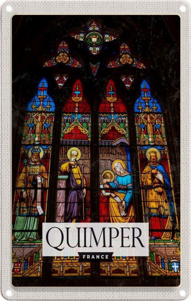 vianmo Blechschild 30x20 cm Quimper Saint Corentin Kathedrale Bildmotiv Reisemotiv Abenteuer Reisen Urlaub