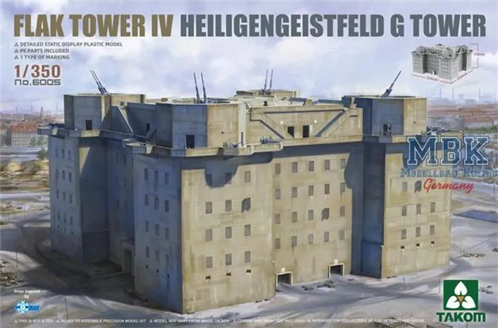 Modèle Réduit Flak Tower IV Takom 1:350 pour Diorama Seconde Guerre