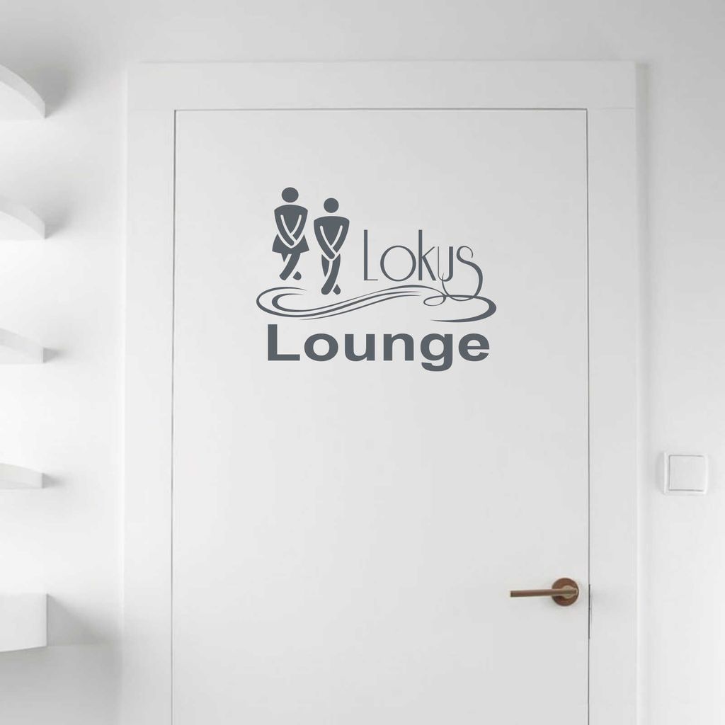 Wandtattoo - Wandaufkleber - Tür-/Wandtattoo "Lokus Lounge" - 30cm x 23cm anthrazit - Dekoration Küche Wohnzimmer Wand