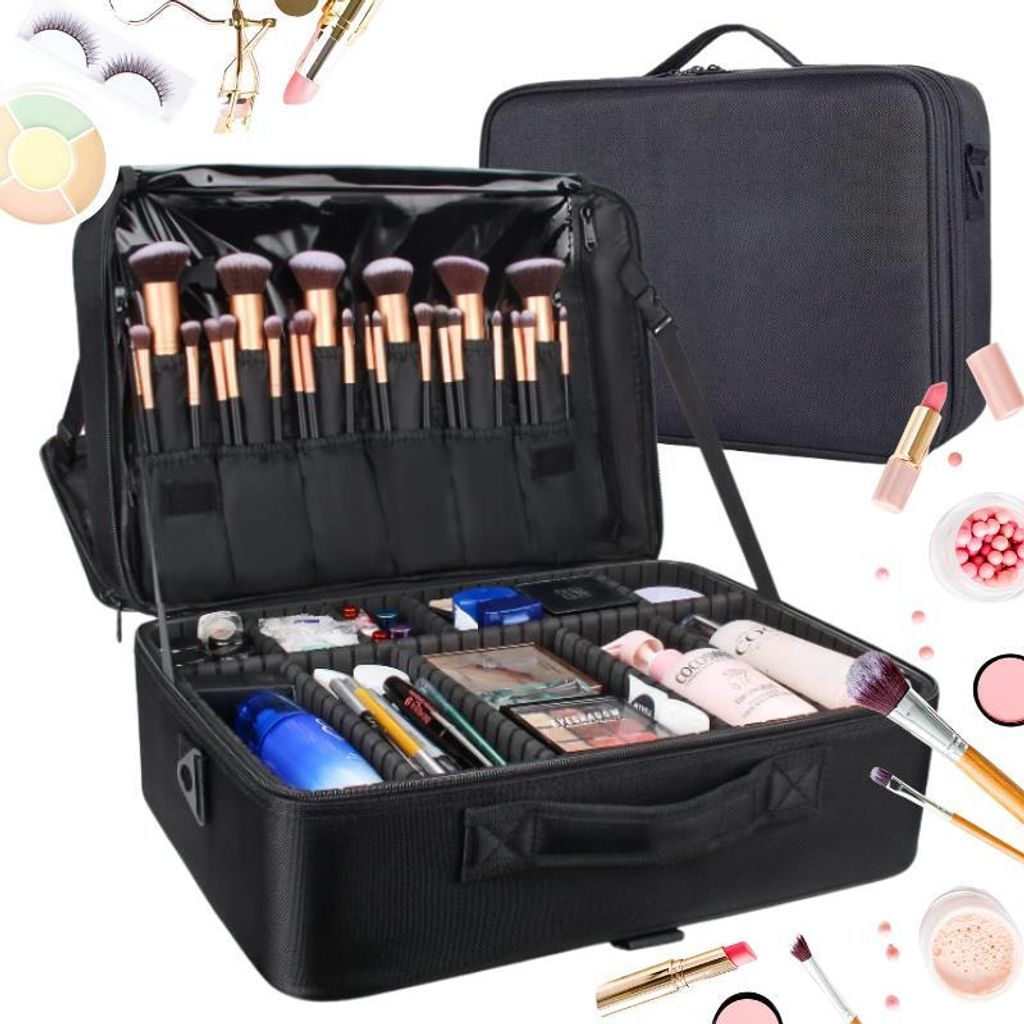 Kosmetik-Organizer-Etui, geräumige Kosmetiktasche mit Produktbild 
