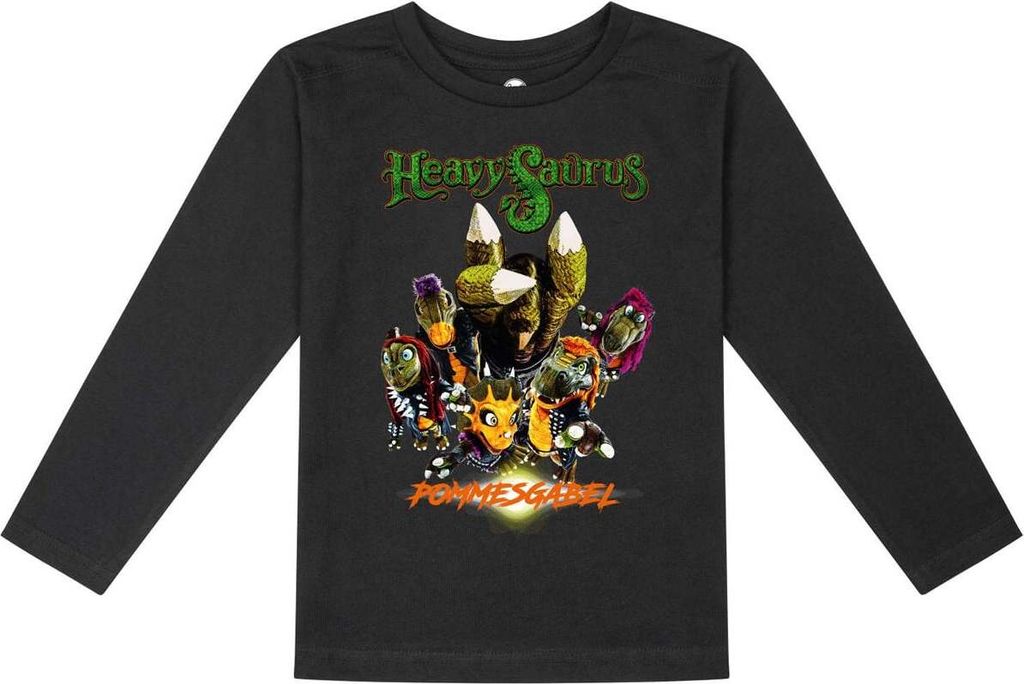 Heavysaurus Langarmshirt Uni Metal-Kids - Pommesgabel schwarz 164