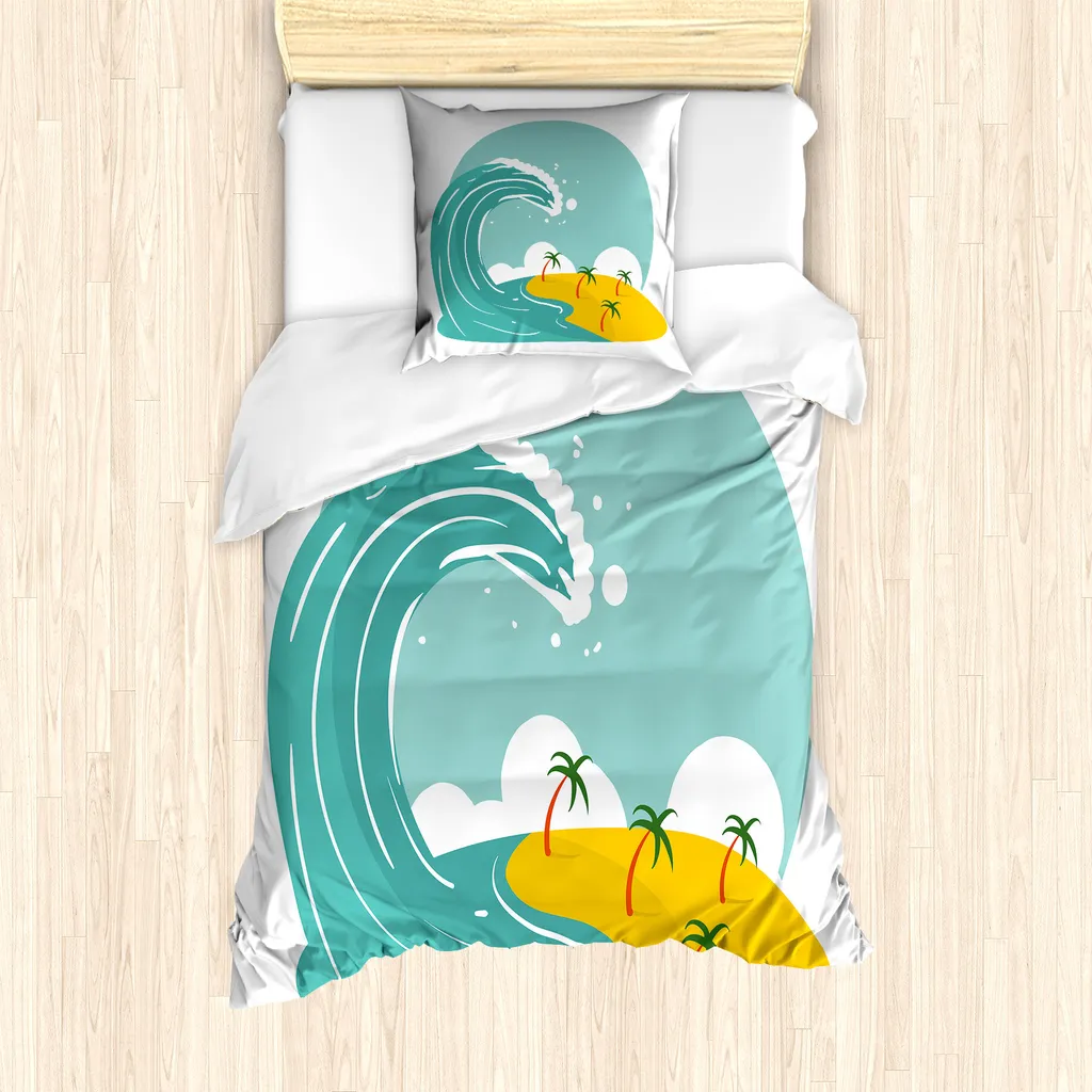 Set Letto ABAKUHAUS Big Wave e Palme Giallo - Arredo Moderno 135x200