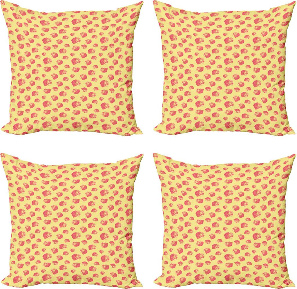 ABAKUHAUS Rosen Kissenbezug Set (4 Stück), Weinlese-Thema Weibliche Blütenblätter, Moderner Doppelseitiger Digitaldruck, 45 cm x 45 cm, Pastell ...