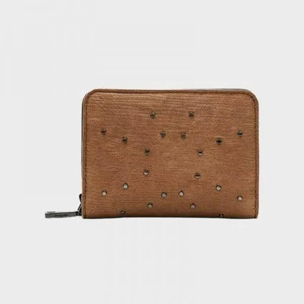 Portefeuille zippé Desigual 23WAYP03 aspect cuir camel avec soufflets