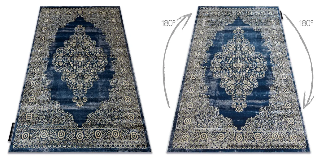 Tapis de séjour moderne bleu 180x270 cm pour salon et salle à manger