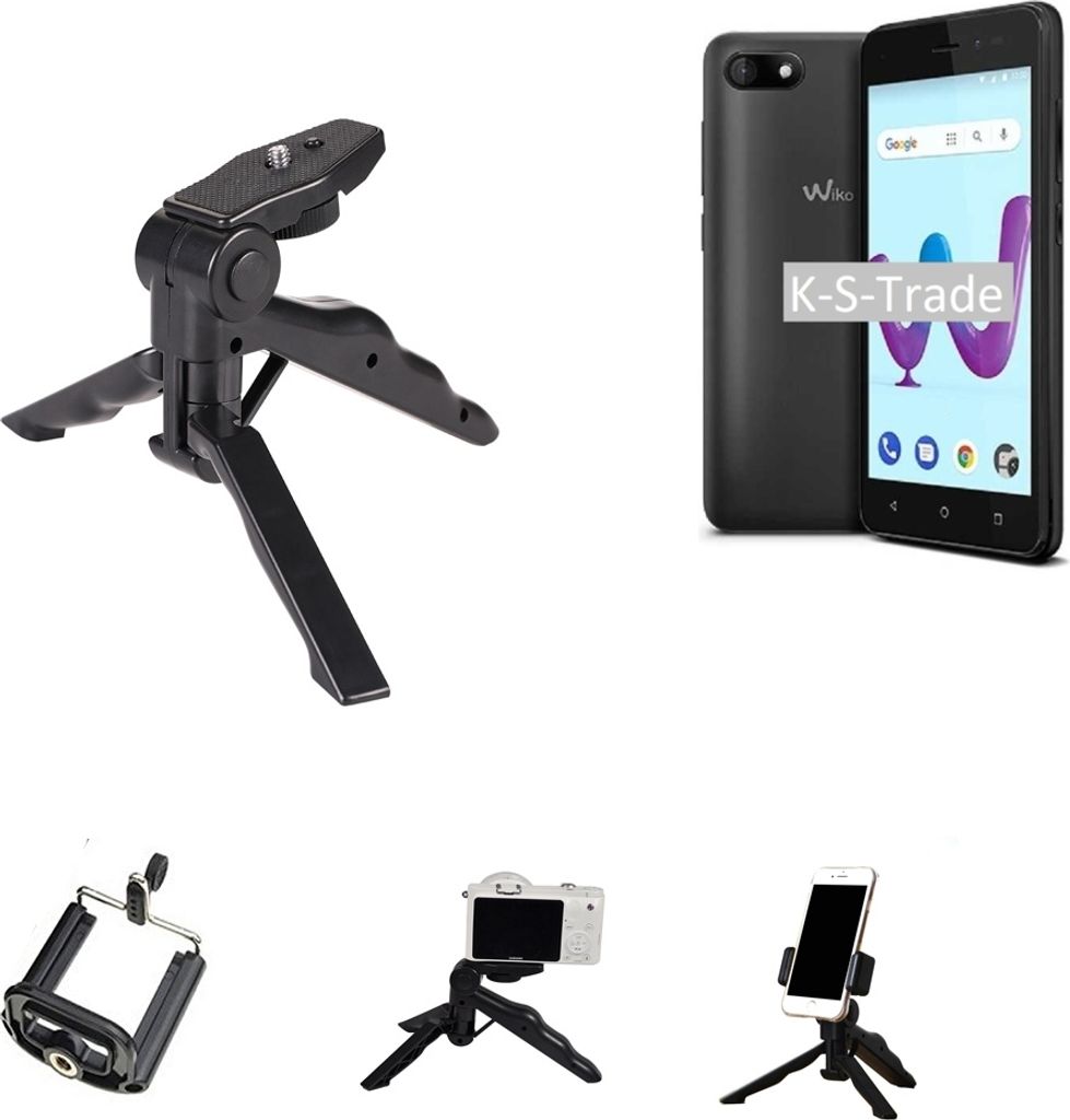K-S-Trade Stativ Tisch-Ständer Dreibein Handy-Stativ Ständer kompatibel mit Wiko Sunny 3 Mini-Stativ Smartphone Tripod Handy-Stativ aus Plastik