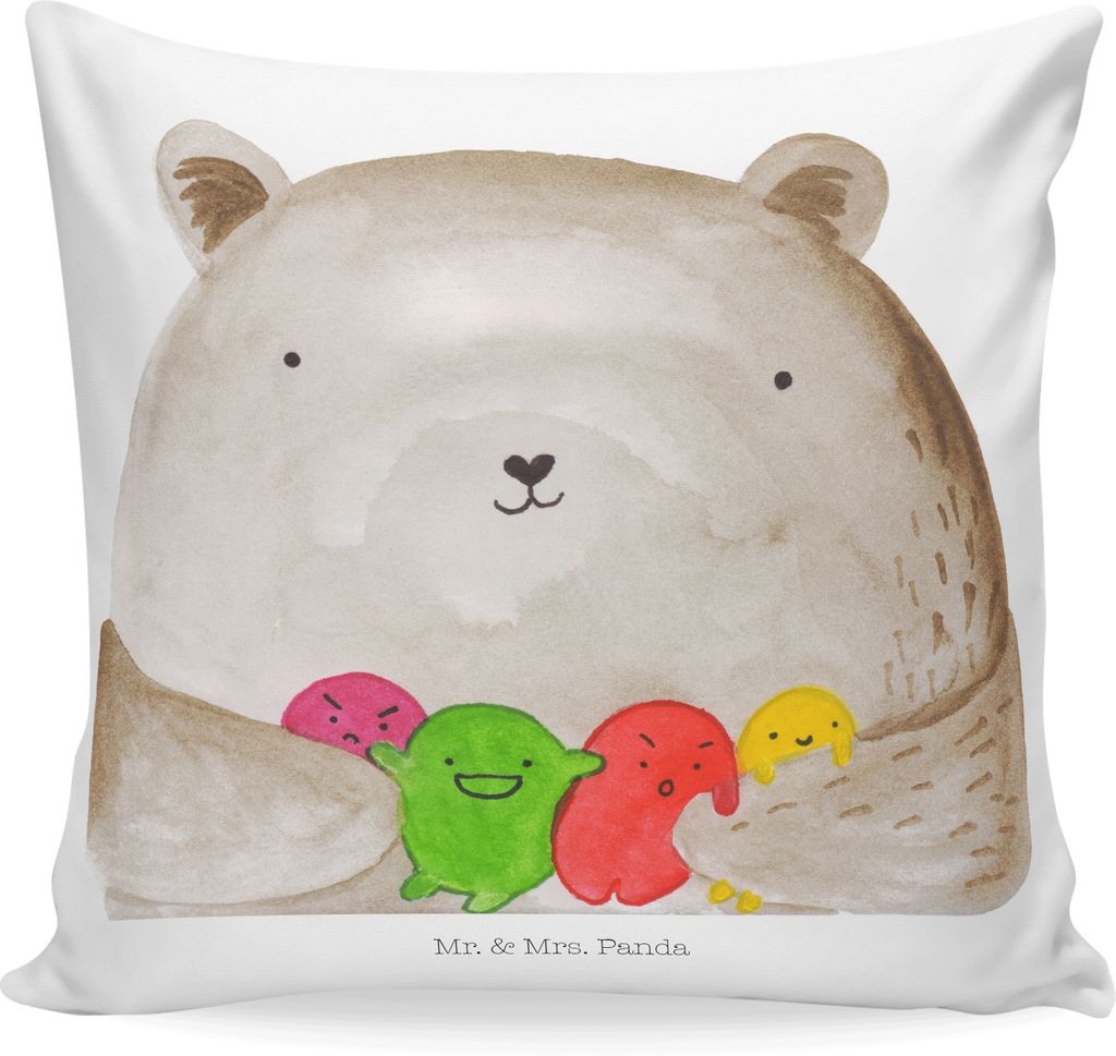 Mr. & Mrs. Panda Couchkissen Bär Gefühl - Weiß - Geschenk, Wahnsinn, Teddy, Kissen 40x40, bedruckt, Kuschel, Verrückt, kuschelkissen, Sofa, zie...