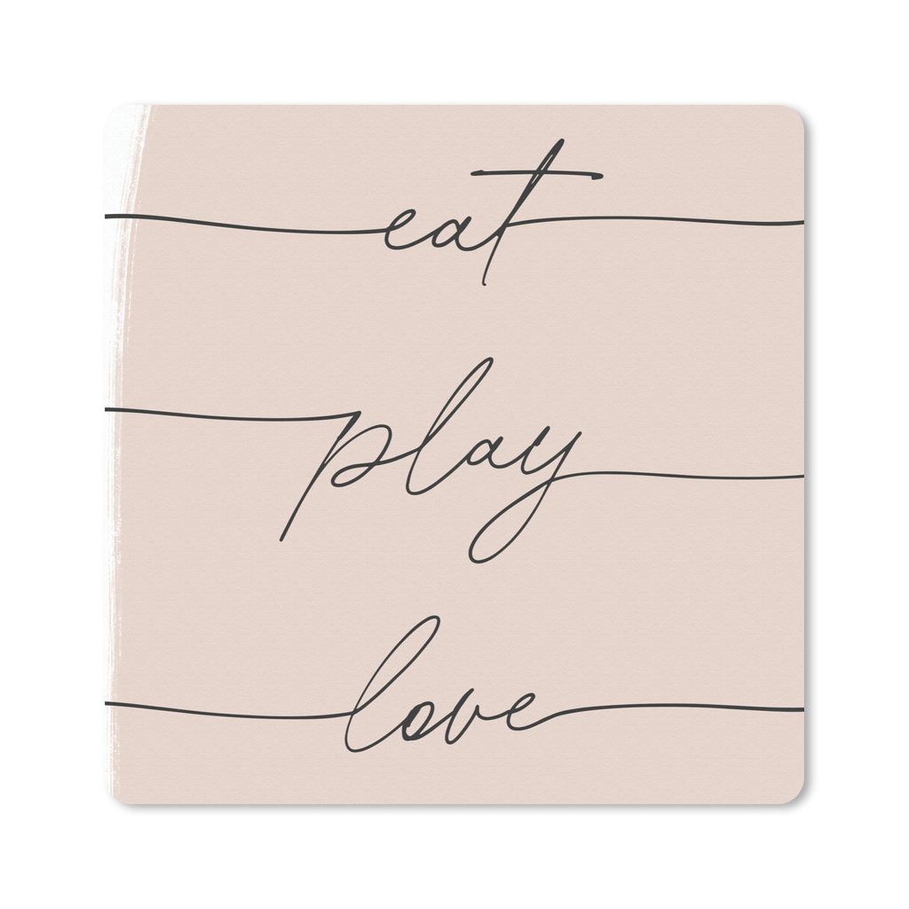 MuchoWow Mauspad Mousepad Text - Zitate - Essen spielen Liebe - Essen 30x30 cm - Mousepads - Maus Mat - Pad - Mausunterlage - Gaming
