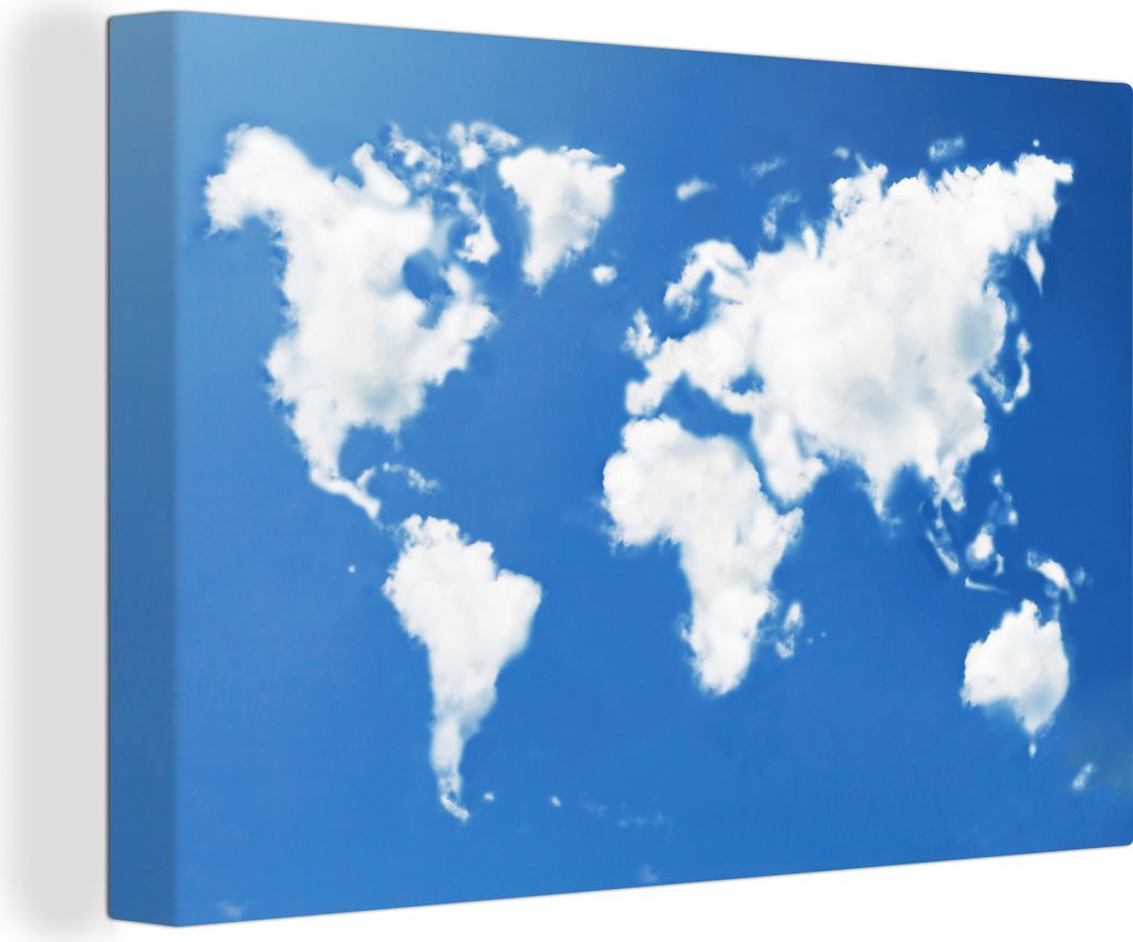 OneMillionCanvasses - Leinwandbilder - 140x90 cm, Weltkarte - Wolken - Himmel - Kinder - Jungen - Mädchen, Wandbilder Kunstdruck Wanddekoration ...