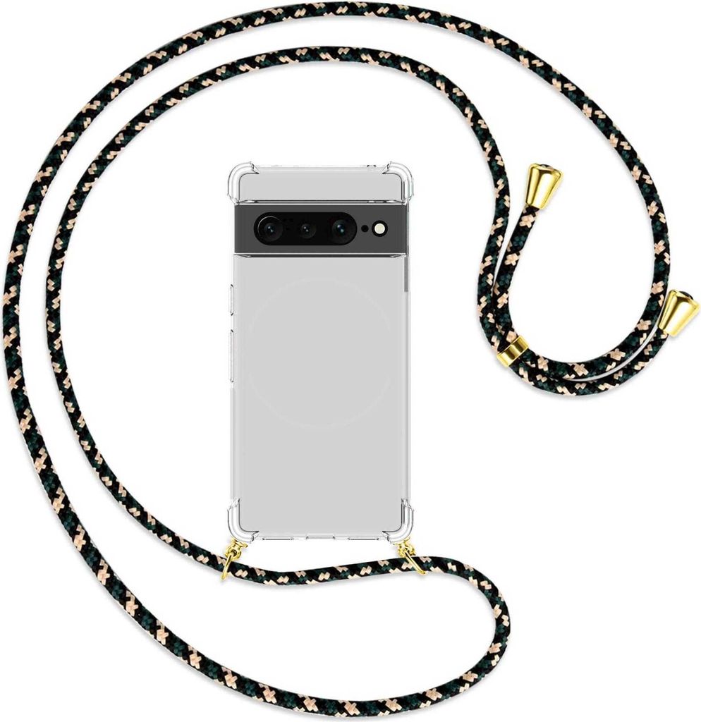 Handykette Backcover-Schutzhülle mit Band (Metall goldfarben) für Google Pixel 7 Pro - camouflage
