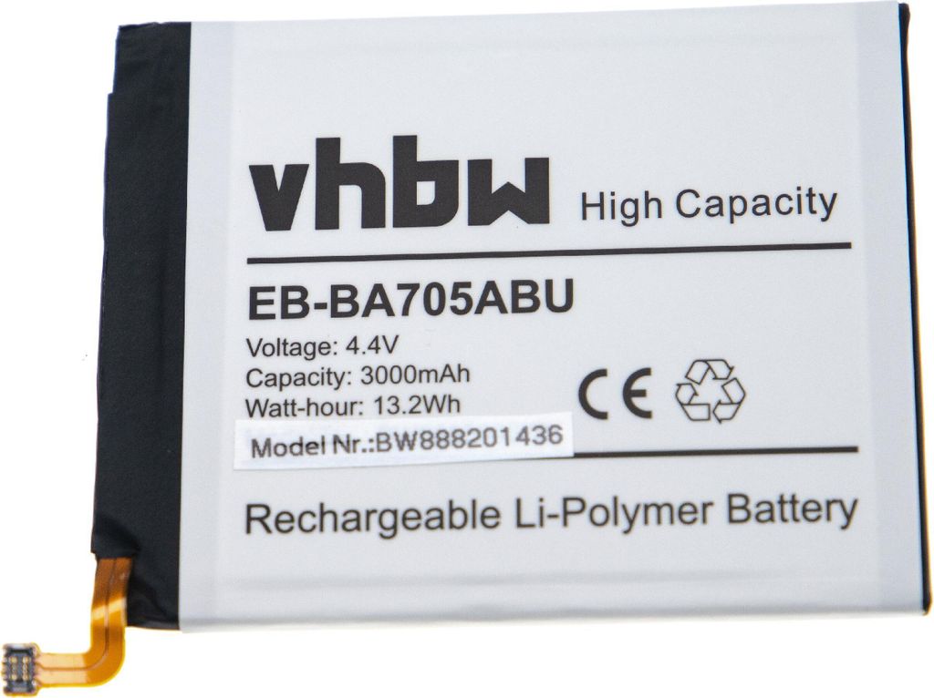 vhbw Akku Ersatz für Samsung EB-BA705ABU, GH82-19746A für Handy Smartphone Telefon (3000 mAh, 4,4 V, Li-Polymer)