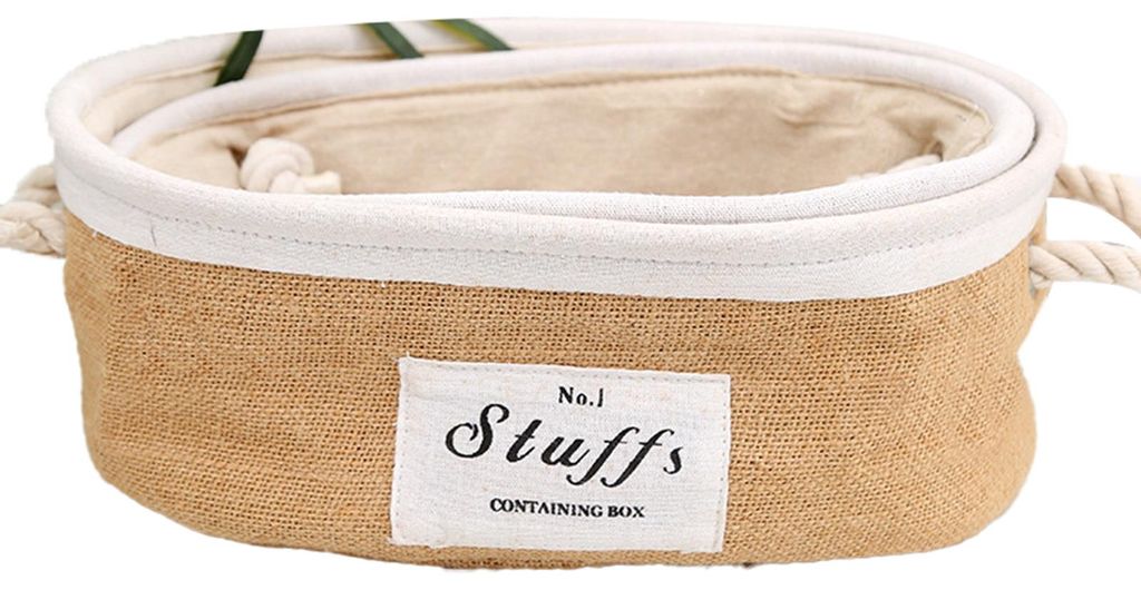 Minimalistischer Boho-Aufbewahrungskorb aus Stoff mit Griffen, ideal als Schreibtisch-Organizer für Snacks, Haaraccessoires, Schmuck, Schlafzimmer...