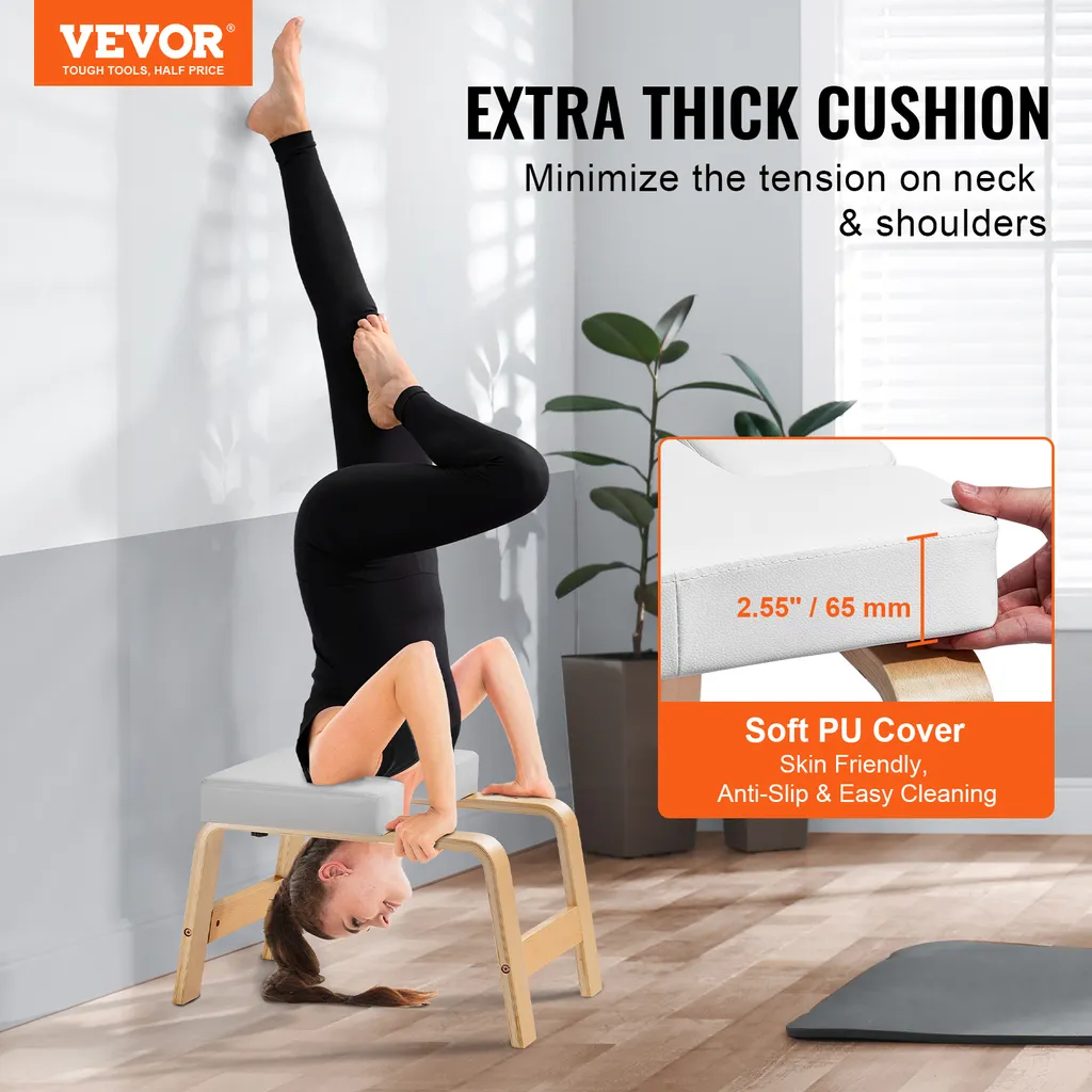 Banc d'Inversion Yoga sans Pression Cervicale - Support Bois Blanc PU