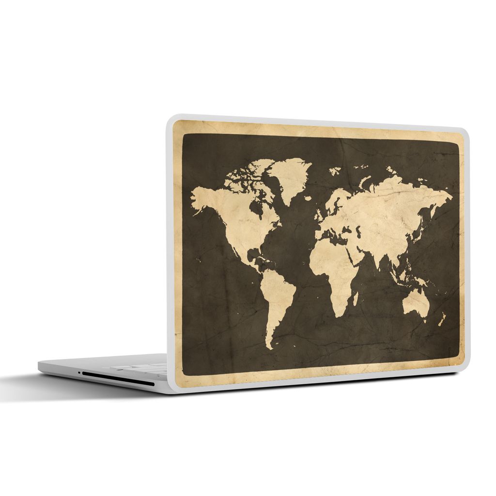 MuchoWow Laptop Aufkleber Sticker Cover Weltkarte - Vintage - Holz 30x22 cm - Laptop-Sticker
