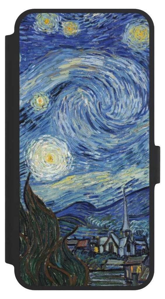 NIVOCASE Klapphülle für Samsung Galaxy A36 5G Handyhülle aus Kunst Leder NIVOflip schwarz Kunst The Starry Night