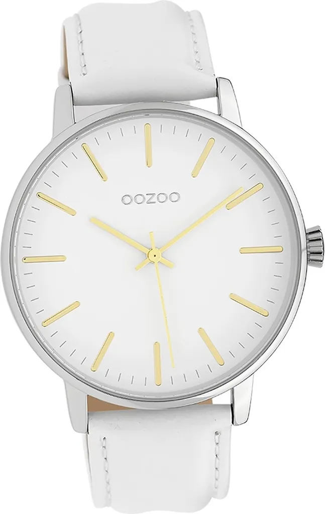 Montre Analogique à Quartz pour Femme Oozoo Bracelet Cuir Blanc Chic