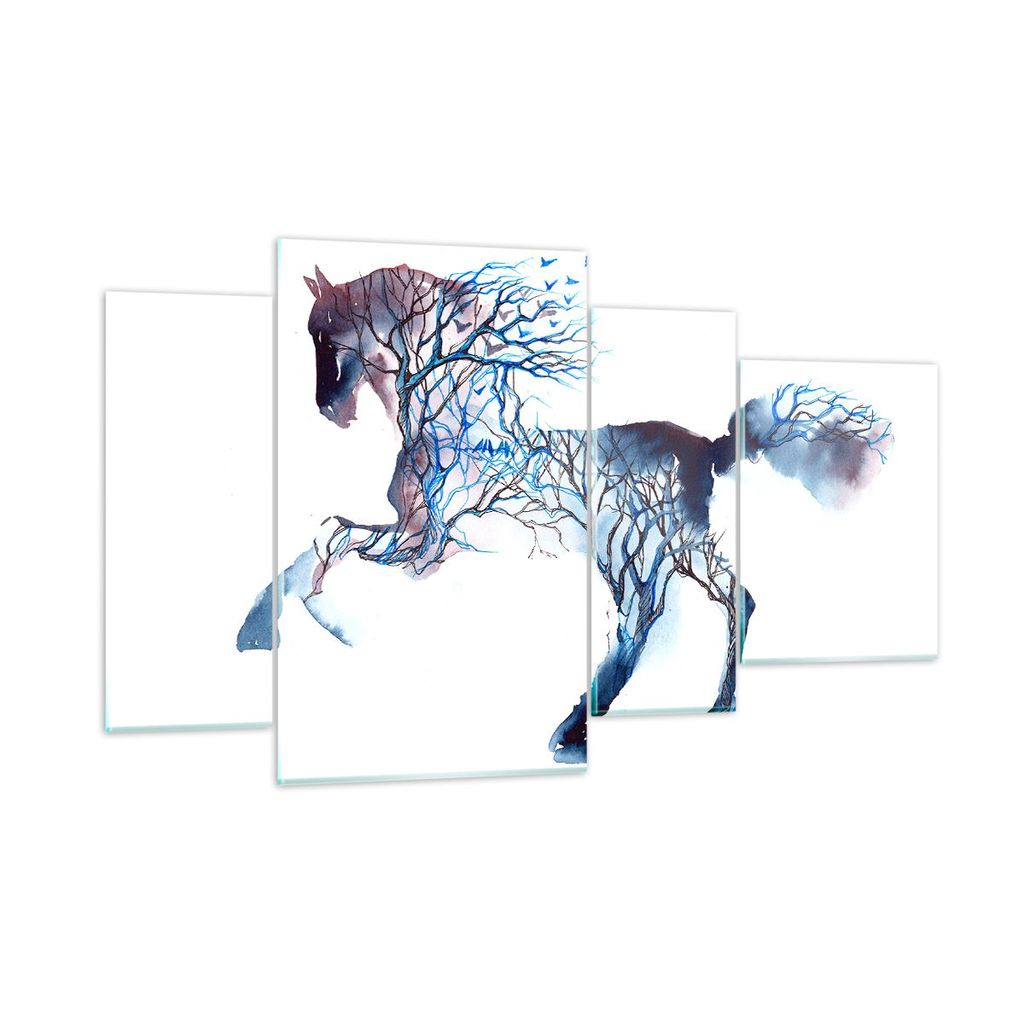 Bilder auf glas - natur malen schön Hengst - 120x70cm - Glasbilder - Wandbilder - Kunstdruck - zum Aufhängen bereit - Wanddekoration aus Glas - G...