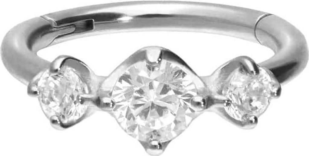 Ohrpiercing, Nasenpiercing, Septum Piercing Chirurgenstahl Segmentring Clicker 3 EINGEFASSTE KRISTALLE Silber Innendurchmesser: 8 mm