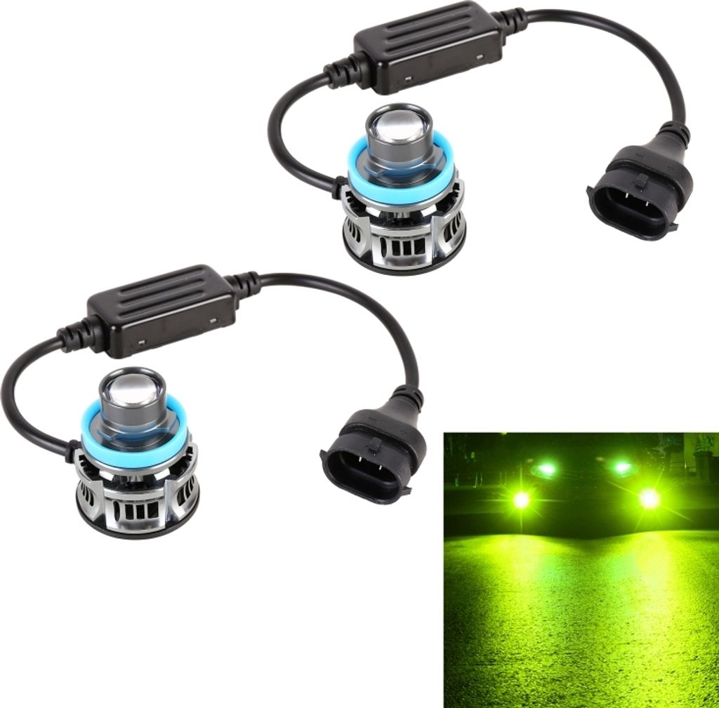 1 Paar H11 27W / DC12V Auto Aluminiumlegierung LED Scheinwerfer (Lime Green)
