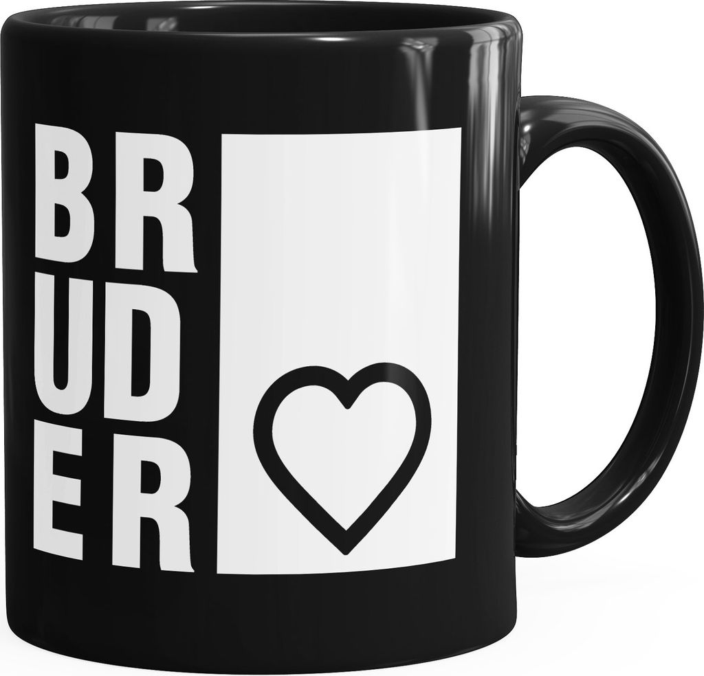 Kaffee-Tasse Bruderherz Geschenk-Tasse MoonWorks einfarbig schwarz unisize