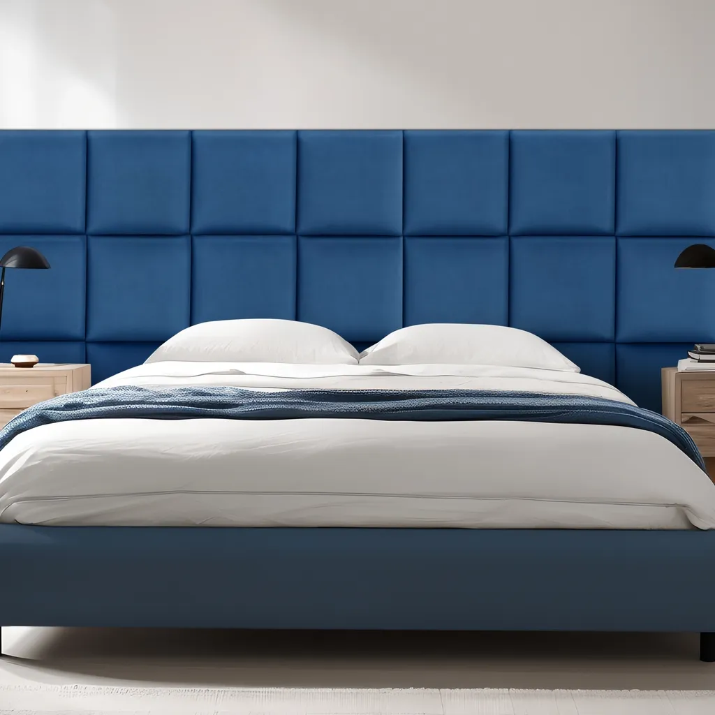 Coussins Muraux Carpino Bleu Marine en Velours Doux - Set de 4