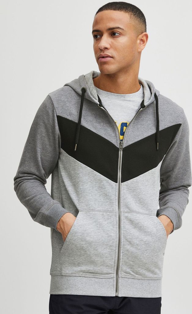 INDICODE IDPock Herren Sweatjacke Kapuzenjacke Hoodie mit Kapuze und Reißverschluss Color Block Design