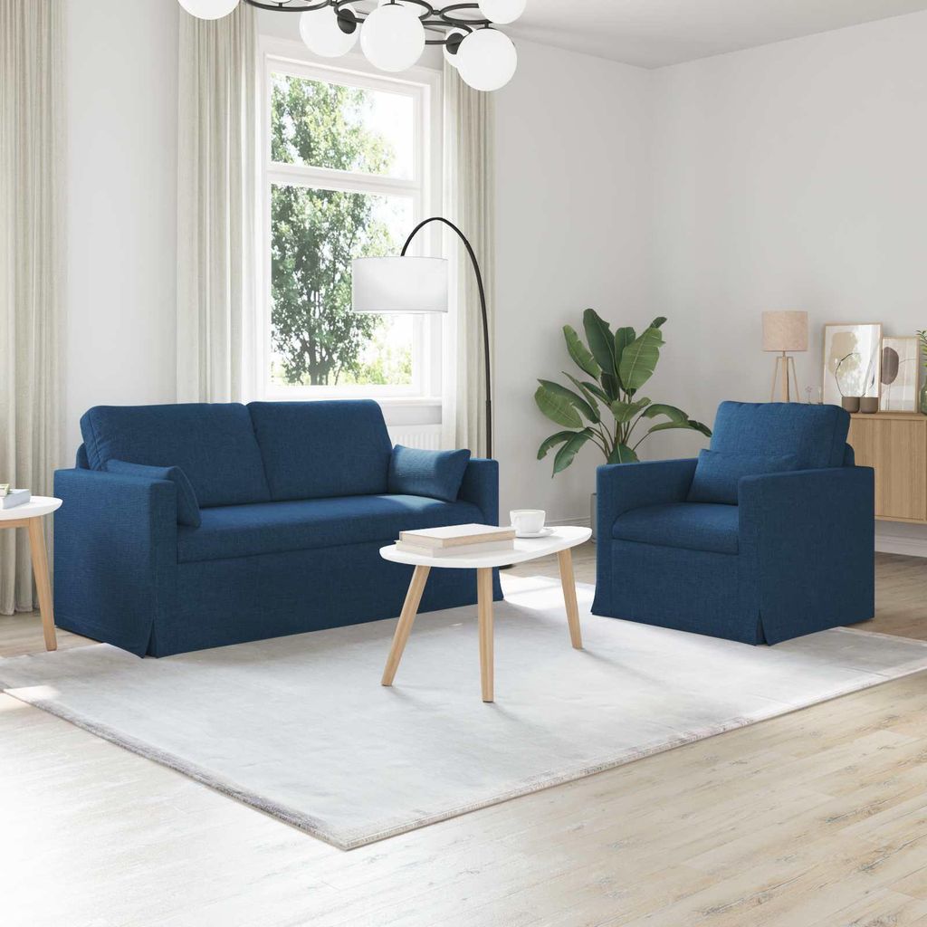 "SALE 2026"2-Sitzer Sofa Couch 140cm - 2 pcs - elegantes Design - Doppelsofa - Couch - Blau Metall DE168396 - Klassische Sofas