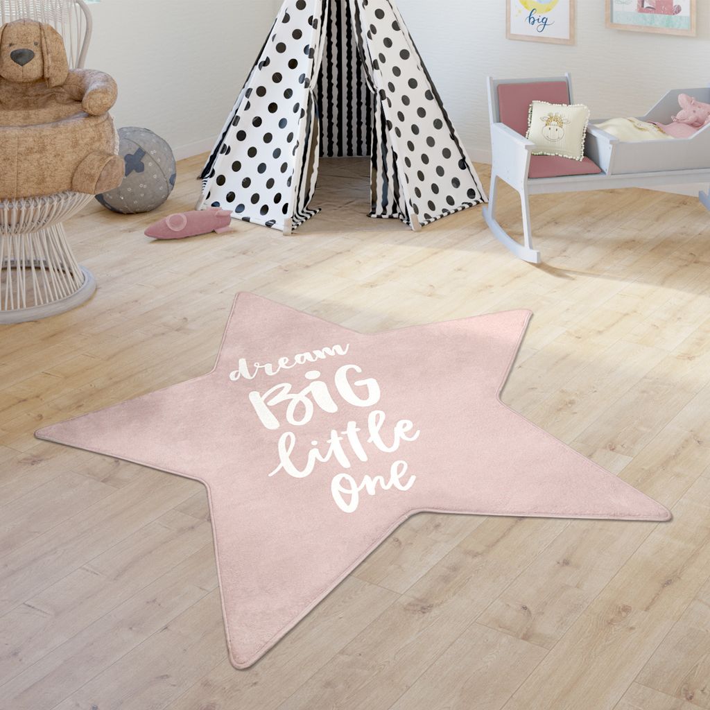 Kinderteppich Teppich Kinderzimmer Spielmatte Babymatte Rutschfest Sterne Grösse 120 cm Stern-Form