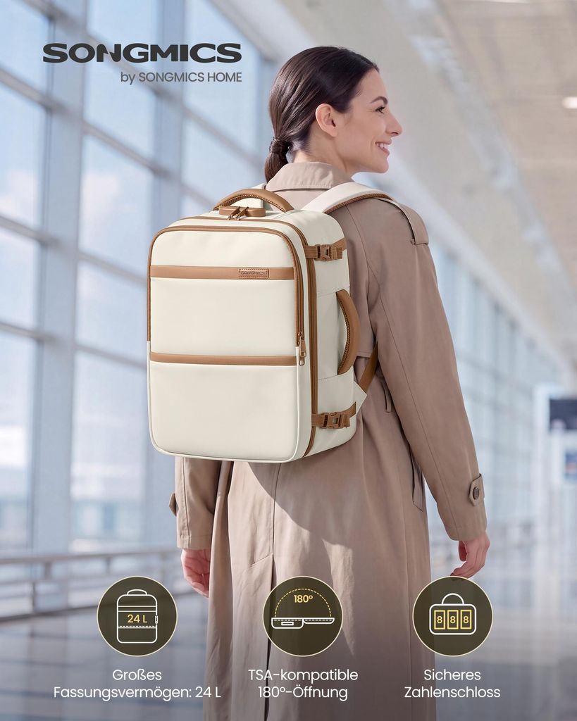 SONGMICS Handgepäck Rucksack für easyJet, Wasserdichter Produktbild 