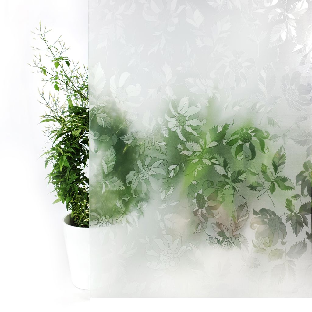 Fensterfolie Selbstklebend 67x50 cm - Kristallblumen - Klebefolie Fenster Sichtschutz mit Dekor-Effekt - Sichtschutzfolie Fenster Lichtdurchlass f...