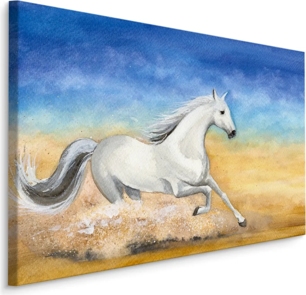 Favolosa tela PICTURES 90x60 cm XXL Stampa d'arte Animali Cavallo Selvatico Deserto Sabbia