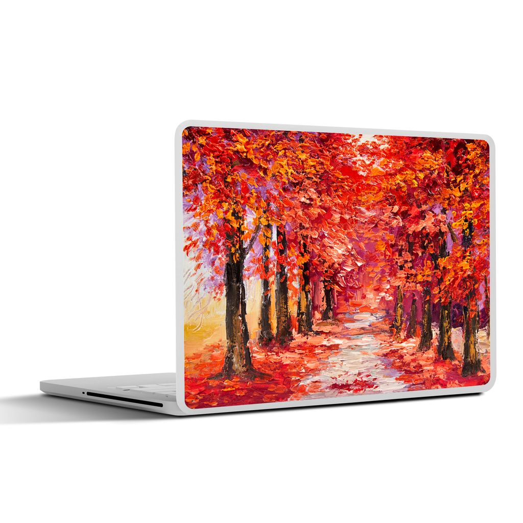 MuchoWow Laptop Aufkleber Sticker Cover Gemälde - Bäume - Herbst - Ölgemälde 25x18 cm - Laptop-Deko