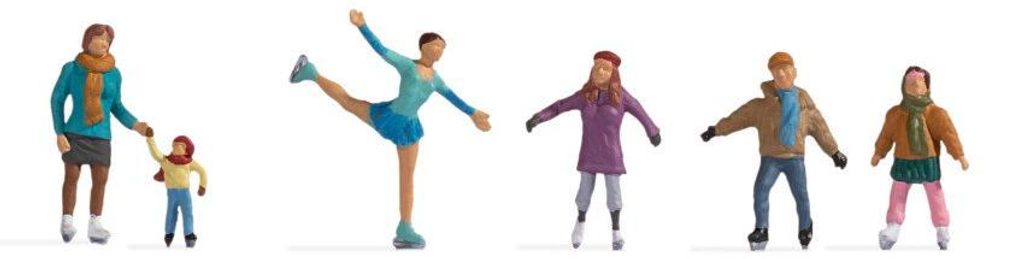NOCH Schlittschuhlaufen Figuren-Set, detaillierte Kunststofffiguren, maßstabsgetreue Modelle 1:160 Spur N für Winterlandschaften
