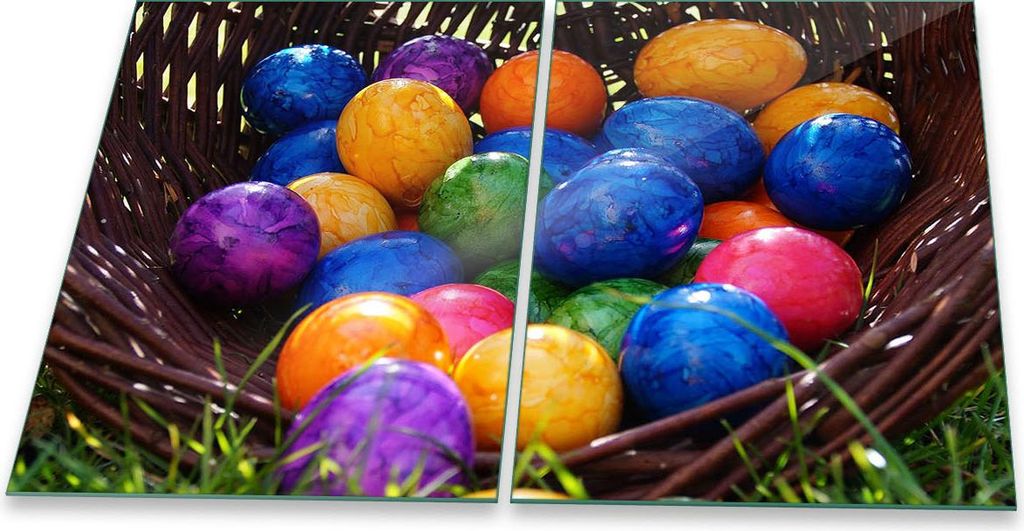 Herdabdeckplatte Glaskeramik 2-Teilig 2x40x52 Ostern Bunt Abdeckung Spritzschutz Glas