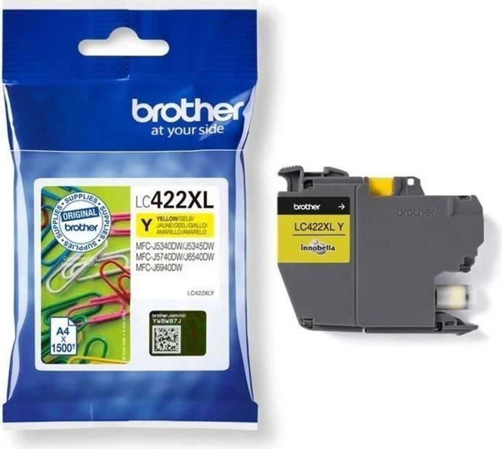 Tintenpatrone, BROTHER LC422XLY, Gelb, 1500 Seiten, für Business Smart MFC-J5340DW, MFC-J5345DW, MFC-J5740DW, MFC-J6540DW