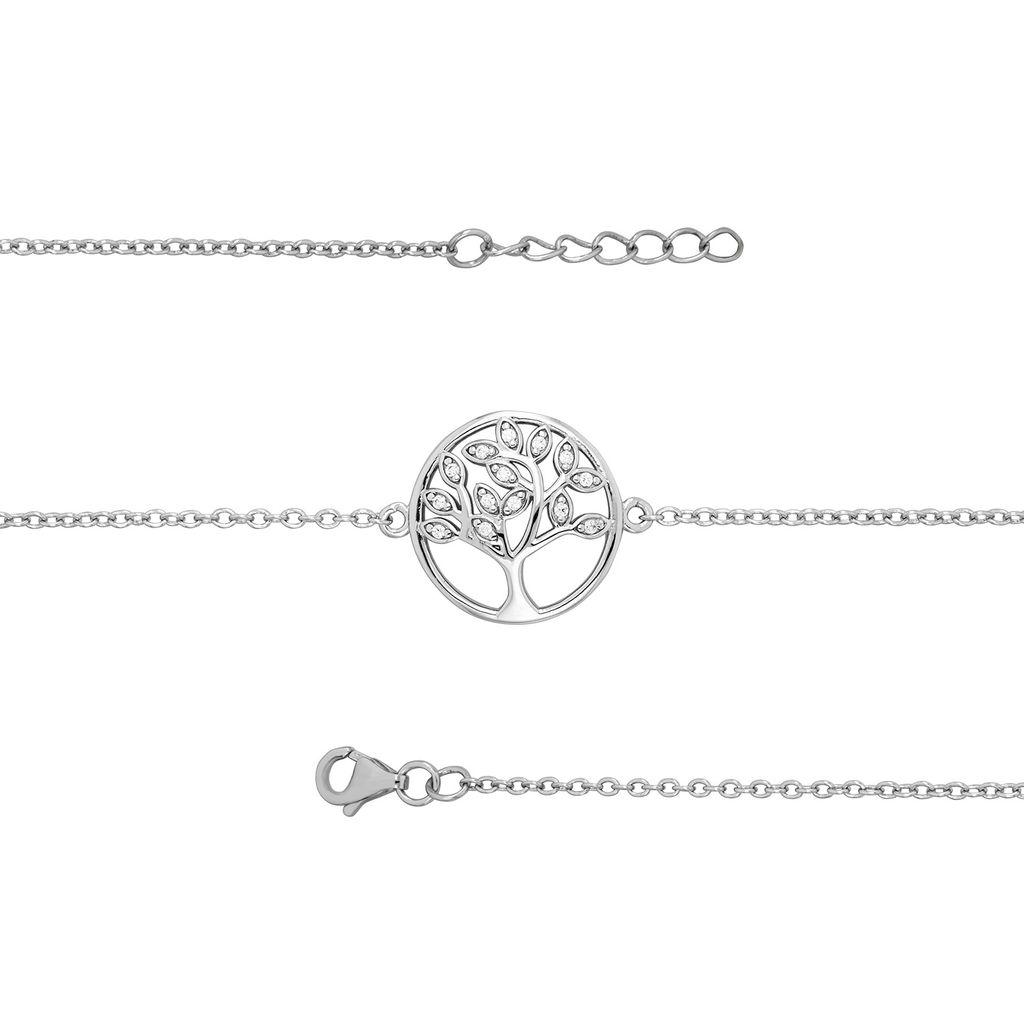 Chices 925 Sterling Silber Damen - Lebensbaum Armband mit Zirkonia - 19cm*2mm; TRS25690