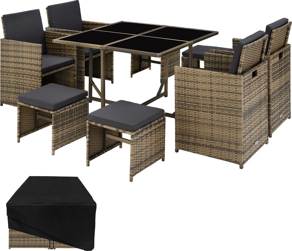 tectake Rattan Sitzgruppe Bilbao inkl. Schutzhülle Produktbild 