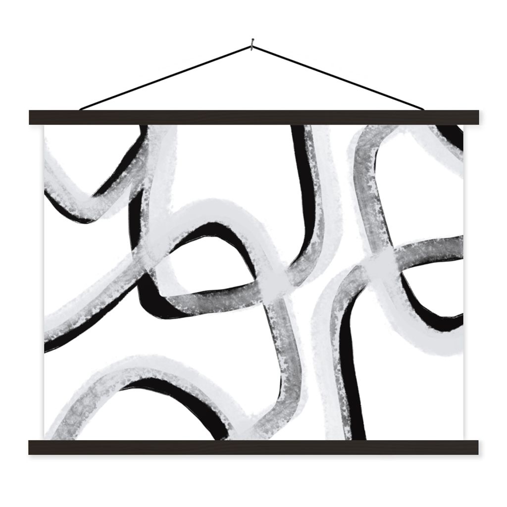 MuchoWow Textilposter Linie - Minimalismus - Gestaltung 150x113 cm mit holzfarbenen Rahmen - Poster