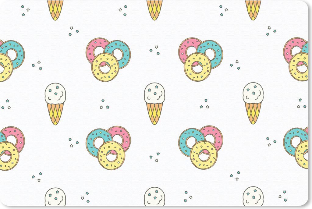 MuchoWow Schreibtischunterlage Muster - Eiscreme - Donus - Jungen - Kinder 60x40 cm - XXL Mauspad - Großes Mauspad