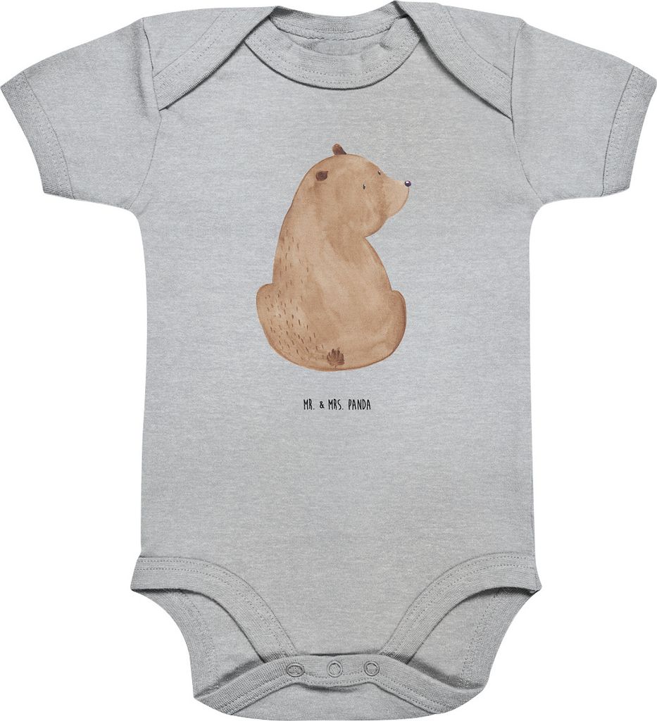 Mr. & Mrs. Panda Strampler Baby Bär Schulterblick 1. - 3. Monat - Heather Grey - Geschenk, Selbstachtung, Teddy, Bärenliebe, Motivation, Bären, ...