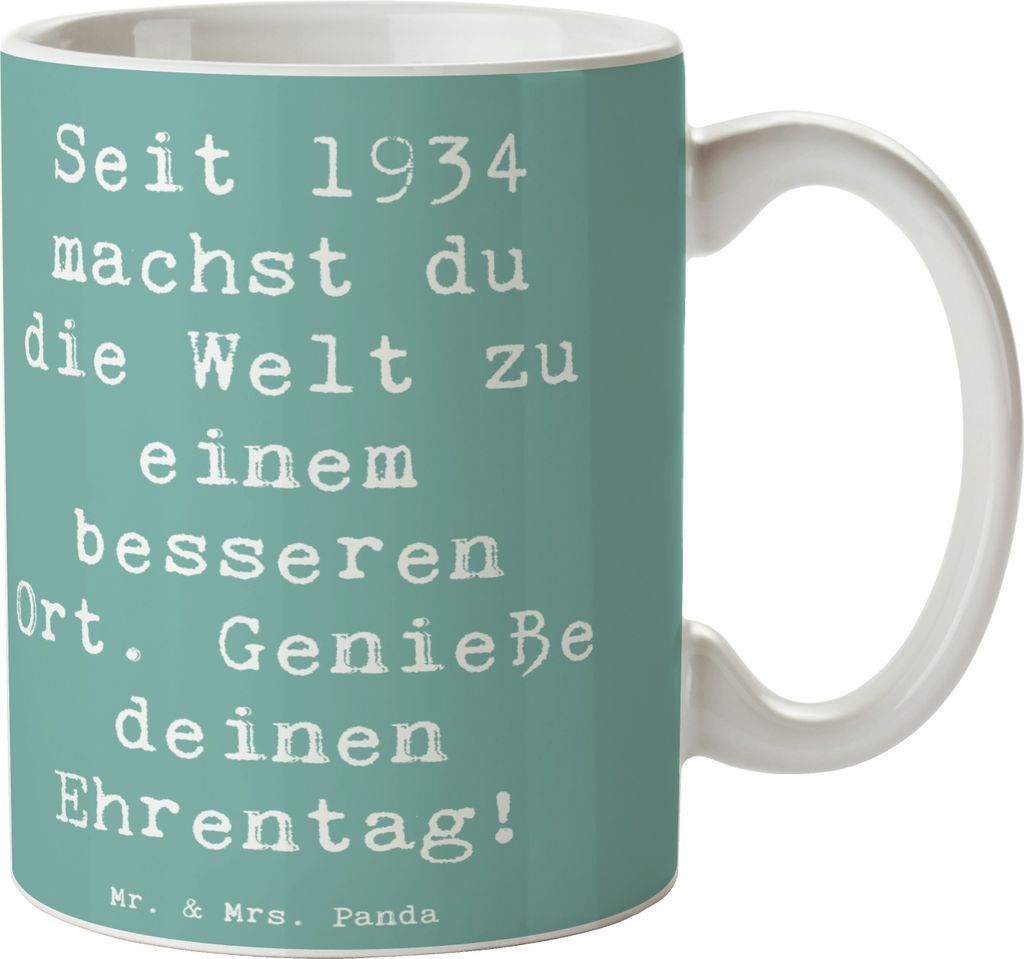 Mr. & Mrs. Panda Teetasse Spruch 1934 Geburtstag - Produktbild 