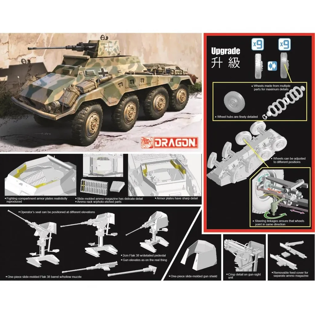 Maquette Sd.Kfz.234/3 avec affût flottant 2 cm à l'échelle 1:35
