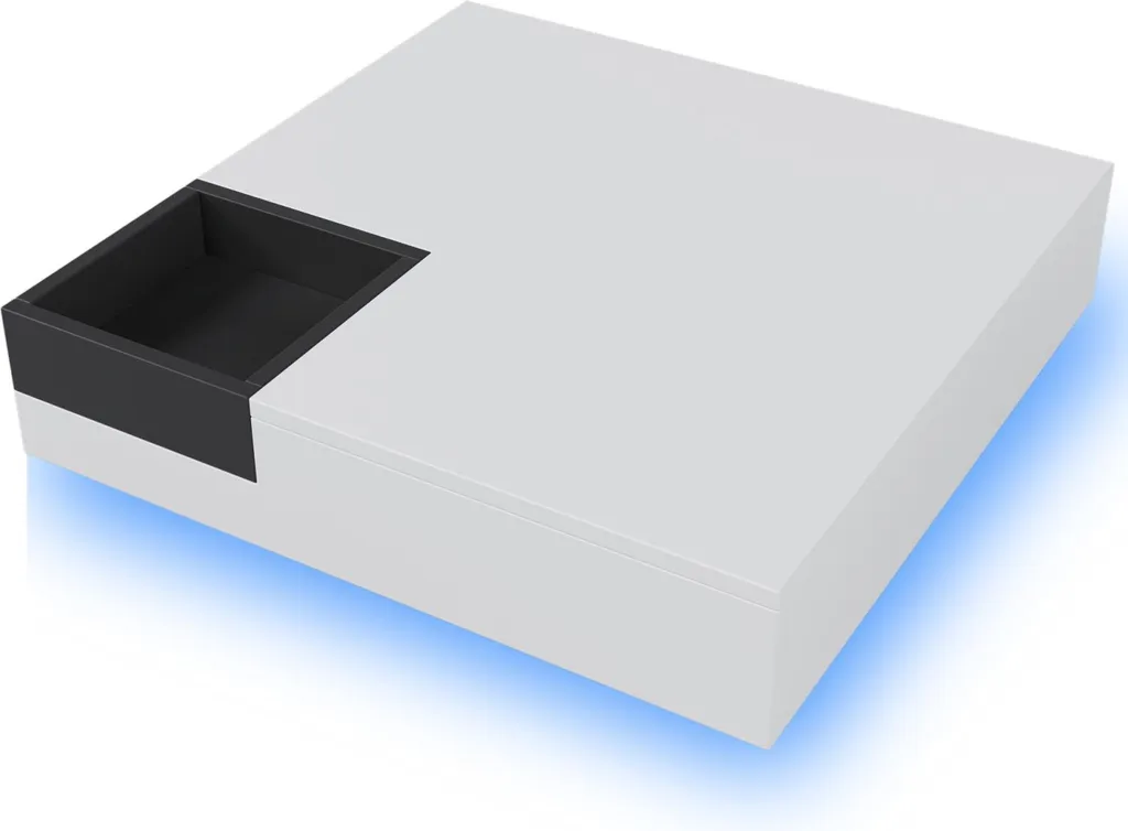 Tavolino Bianco LED Fortuna Lai: Sicurezza e Ordine in Salotto