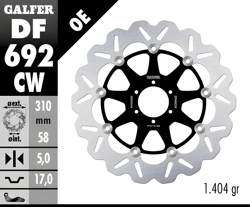 Disques de frein Galfer DF692CW WAVE flottants pour Honda CB F et VFR R