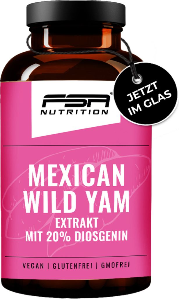 FSA NUTRITION Yamswurzel Kapseln Mexican Wild Yams Extrakt mit 20% Diosgenin 180 Kapseln im Glas