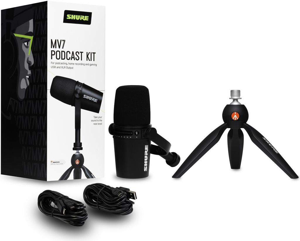 Shure MV7+ Podcast Mikrofon mit Produktbild 
