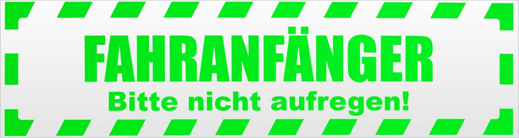 Kiwistar Fahranfänger. Bitte Nicht aufregen gestreift Magnetschild Schild magnetisch - 30cm Neongrün - Magnetfolie für Auto PKW Kfz